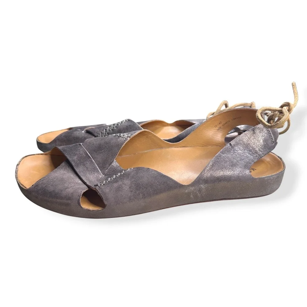 Kork-Ease Rebecca Sandal Metallic Leather‎ Pewter Boho Festival Womens 10/42